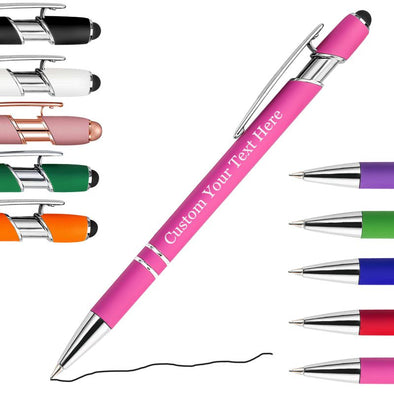 Personalized Bulk Pens with Stylus,Custom Engraving Ballpoint Pens for Your Back to School Supplies,Black Ink