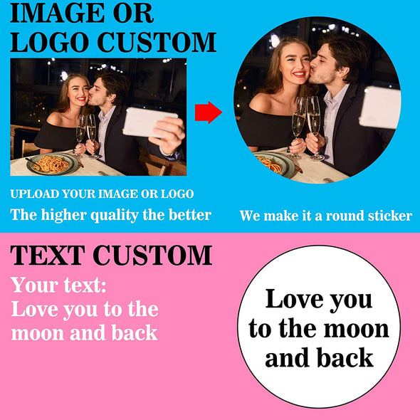 100PCS Custom Personalized Stickers Labels Round Logo Text Image Tag for Business (SIZE: 2"in Rd)