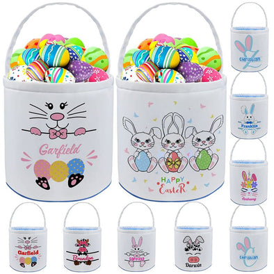 Personalized Easter Baskets with Name, Custom Bunny Easter Egg Basket for kids