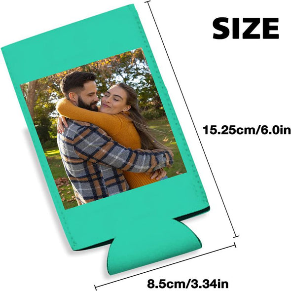 (10-150)PCS Custom Slim Can Cooler Sleeves Bulk, Personalized Beer Cozy Cans and Bottles Holder with Picture/Text for Wedding Birthday Party