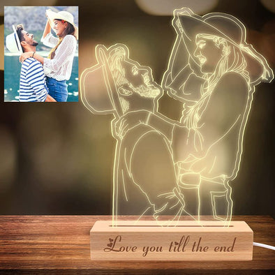 Custom 3D Photo Lamp, Personalized Handmade Drawing Illusion Night Light for Valentine's Day