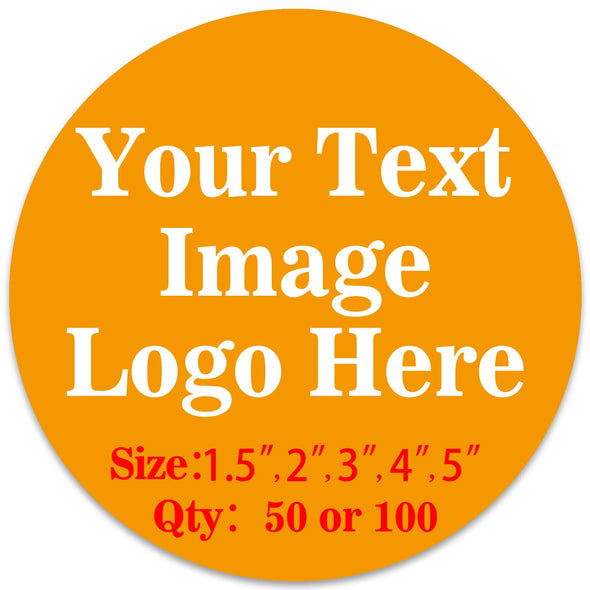 100PCS Custom Personalized Stickers Labels Round Logo Text Image Tag for Business (SIZE: 1.5"in Rd)