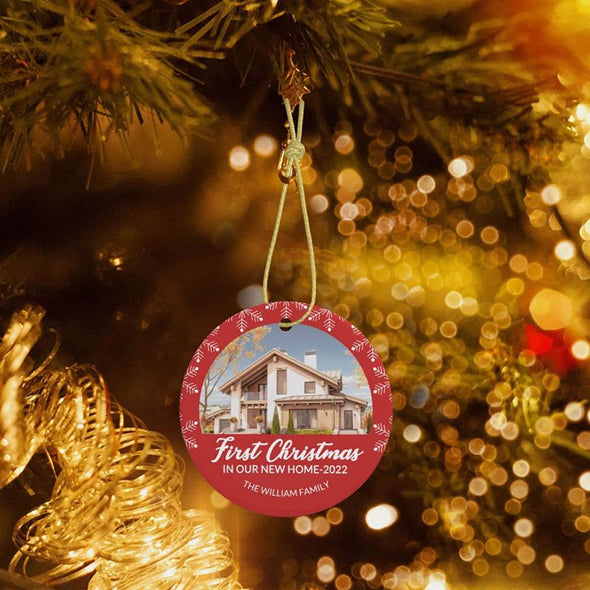 First Christmas in Our New Home Personalized Christmas Ornament, Custom Photo Ceramic Ornaments for Xmas