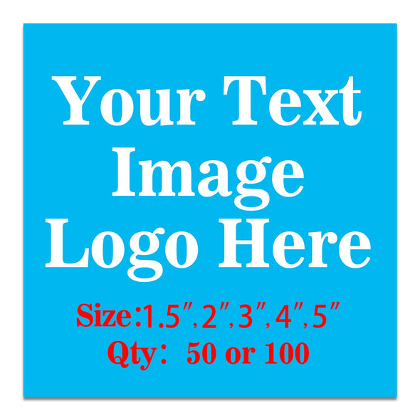 50PCS Custom Personalized Stickers Labels Square Logo Text Image Tag for Business,Customized (SIZE: 4"square)