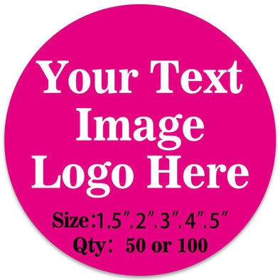 50PCS Custom Personalized Stickers Labels Round Logo Text Image Tag for Business (SIZE: 2"in Rd)