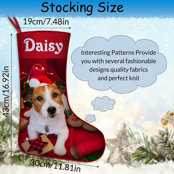 Personalized Christmas Stockings with Name Photo, Custom Dog/Cat Christmas Stocking