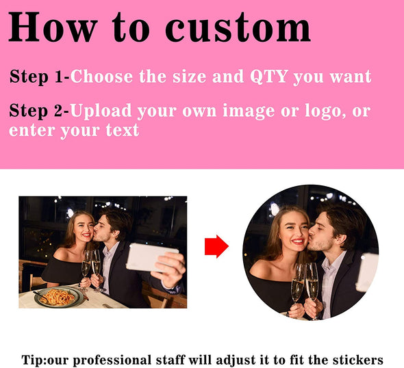 50PCS Custom Personalized Stickers Labels Round Logo Text Image Tag for Business (SIZE: 5"in Rd)