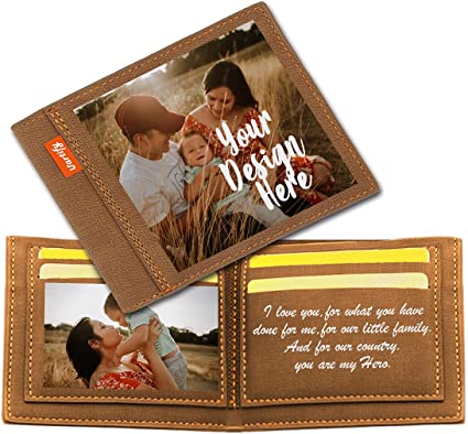 Custom Photo Wallet with Text, Personalized Picture Wallet for Men, Father, Son