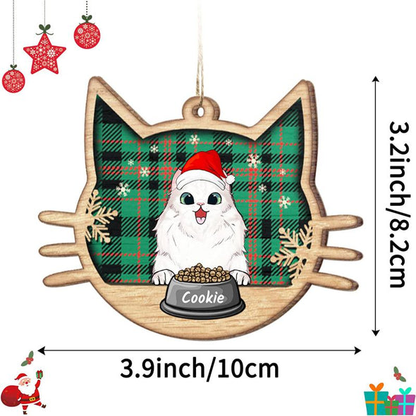 2022 Personalized Cat/Dog Christmas Ornament ,Custom Wood Cat Face Ornament with Name for Christmas