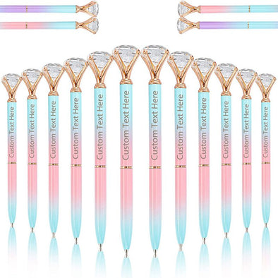 Personalized Diamond Pens with Name, Custom Ballpoint Pen 12 Pack Bulk for Women Girls Her Teacher Mother's Day Gift