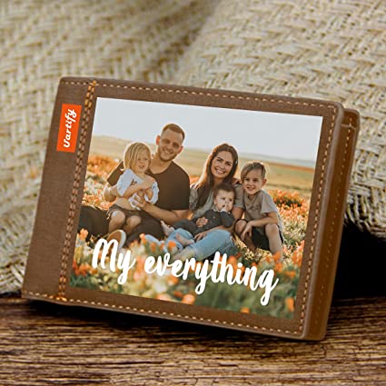 Custom Photo Wallet with Text, Personalized Picture Print Wallet for Men, Father, Son