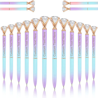 Personalized Diamond Pens with Name, Custom Ballpoint Pen 12 Pack Bulk for Women Girls Her Teacher Mother's Day Gift