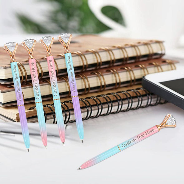 Personalized Diamond Pens with Name, Custom Ballpoint Pen 12 Pack Bulk for Women Girls Her Teacher Mother's Day Gift