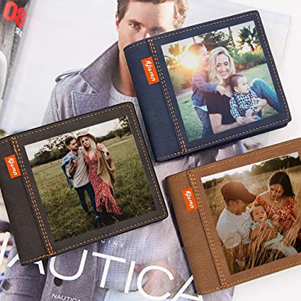Custom Photo Wallet Personalized Leather Picture Wallet for Men Father-Coffee