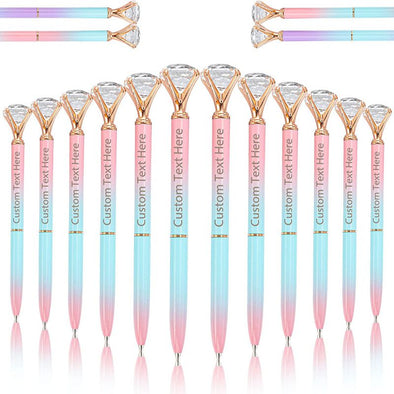Personalized Diamond Pens with Name, Custom Ballpoint Pen 12 Pack Bulk for Women Girls Her Teacher Mother's Day Gift