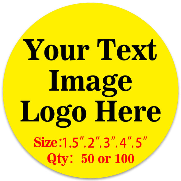 50PCS Custom Personalized Stickers Labels Round Logo Text Image Tag for Business (SIZE: 5"in Rd)
