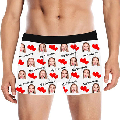 Personalized Face Boxers Briefs for Men, Funny Underwears for Men Boys Husband Boyfriend Gifts-White