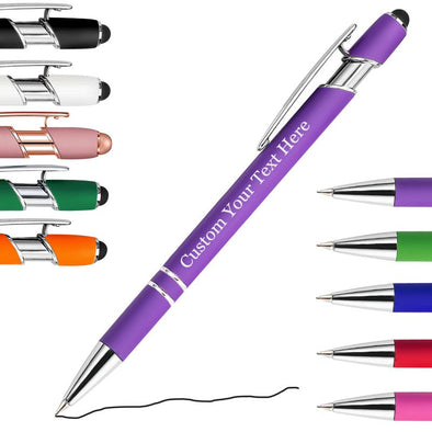 Personalized Bulk Pens with Stylus,Custom Engraving Ballpoint Pens for Your Back to School Supplies,Black Ink