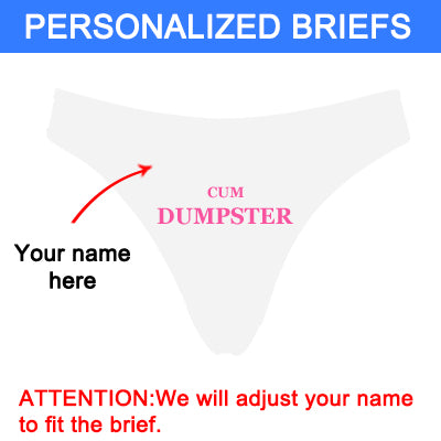 Personalized "Cum Dumpste" White Thong Panty - amlion