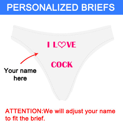 Personalized Name's Cock White Thong Panty - amlion