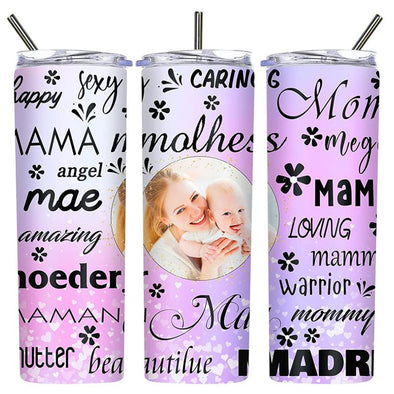 Personalized Tumbler Gifts for Mom, Custom Photo Skinny Tumbler 20 oz Stainless Steel Travel Tumbler with Pictures Mothers Day Gifts