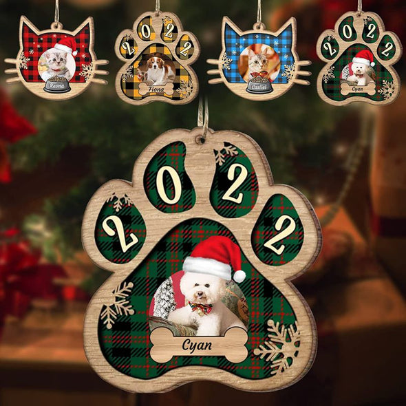 Personalized Dog Christmas Ornament, Custom Wood Pet Face Ornament for Christmas