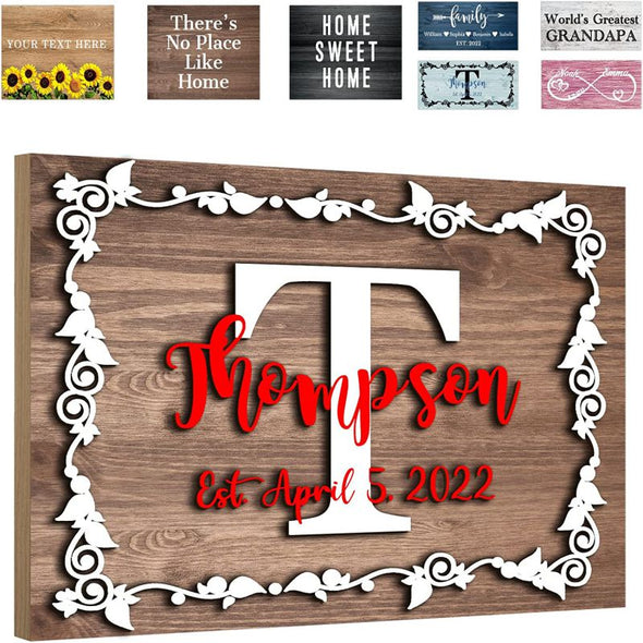 Custom Wood Signs, Personalized Family Name Wood Rectangular Sign, 3D Customized Wooden Name Plaques Board