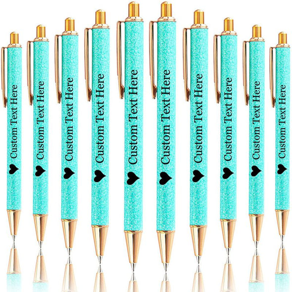 Personalized Glitter Pens 10 Pack Bulk, Custom Printed Ballpoint Pen with Name for Business Father's Mother's Day Christmas Gifts