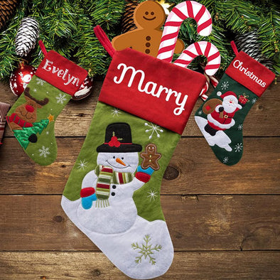 Personalized Christmas Stockings Set of 1,2,3,4,5,6, Custom Christmas Hanging Stockings with Family Kids Names