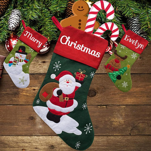 Personalized Christmas Stockings Set of 1,2,3,4,5,6, Custom Christmas Hanging Stockings with Family Kids Names