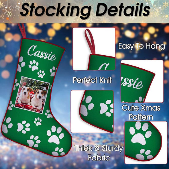 Personalized Christmas Stockings with Name Photo, Custom Dog/Cat Christmas Stocking