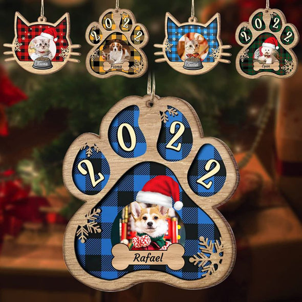 Personalized Dog Christmas Ornament, Custom Wood Pet Face Ornament for Christmas