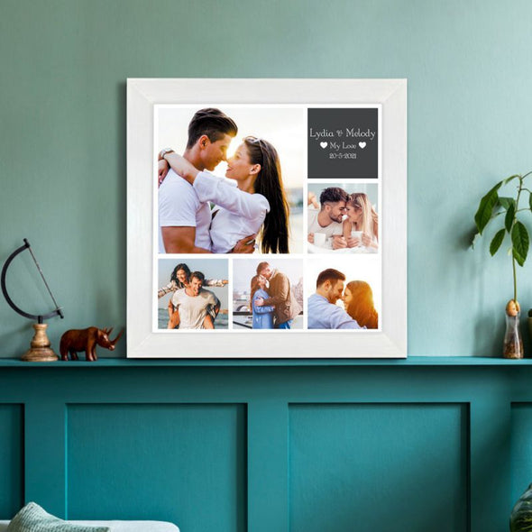 Personalized Frame Gift with 4 Photo for Lover, Customized Photo Frames