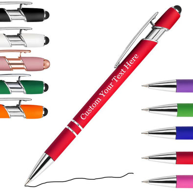 Personalized Bulk Pens with Stylus,Custom Engraving Ballpoint Pens for Your Back to School Supplies,Black Ink