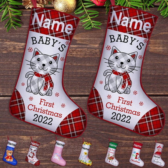 Personalized Baby 1st Christmas Stocking, Custom Baby's First Christmas Stockings for Newborn with Name