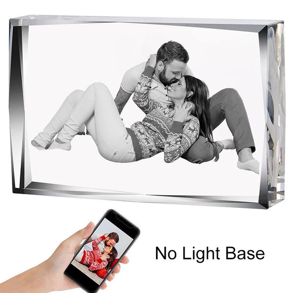 Custom Laser Engraved 3D Crystal Photo Cube, Personalized Etched Crystal with Image-Large