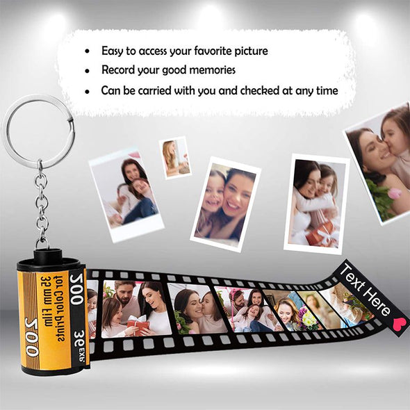 Personalized Camera Film Roll Keychain with Pictures, Custom Film Roll Keychain for Father's Day Mother's Day-10 Photo
