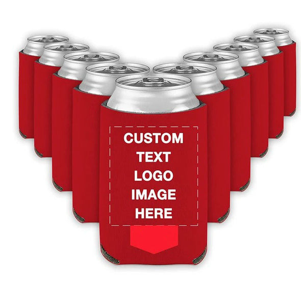 (10-150)PCS Custom Beer Can Cooler Sleeves Bulk, Personalized Insulated Beverage Bottle Holder with Logo Image Text