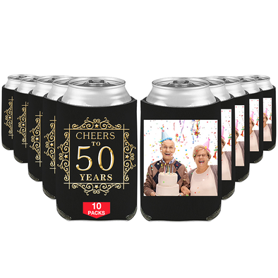 Custom Birthday Can Coolers Sleeves, Personalized Bulk Bottle Coolers with Photo Text