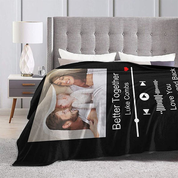 Custom Blanket Personalized Photos Text Collage with Spotif Customized Picture Throws Blankets for Couple Lover