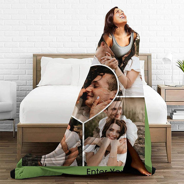 Custom Blanket Personalized Photos Text Collage Customized Picture Throws Blankets for Adults Kids