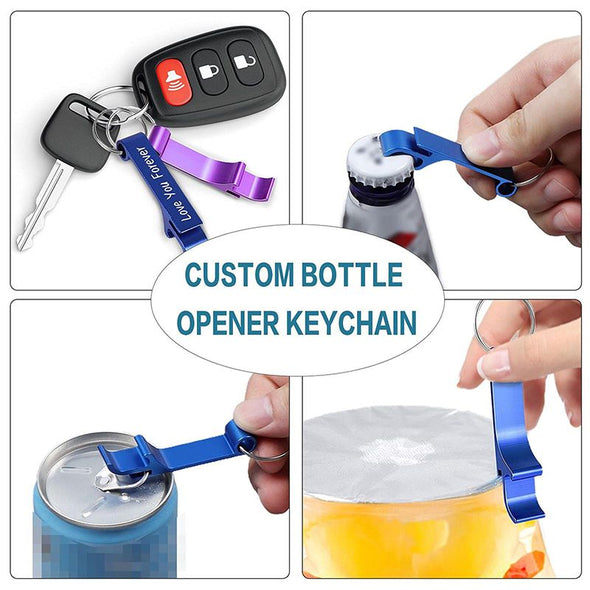 Personalized Bottle Opener Keychain Bulk for Men Women,10pcs Customized Engraved Metal Bottle Opener