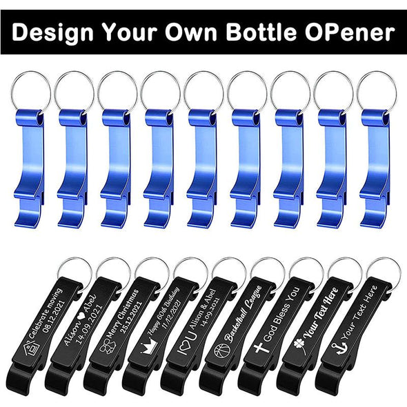Personalized Bottle Opener Keychain Bulk, Engraved Bottle Opener with Logo Text