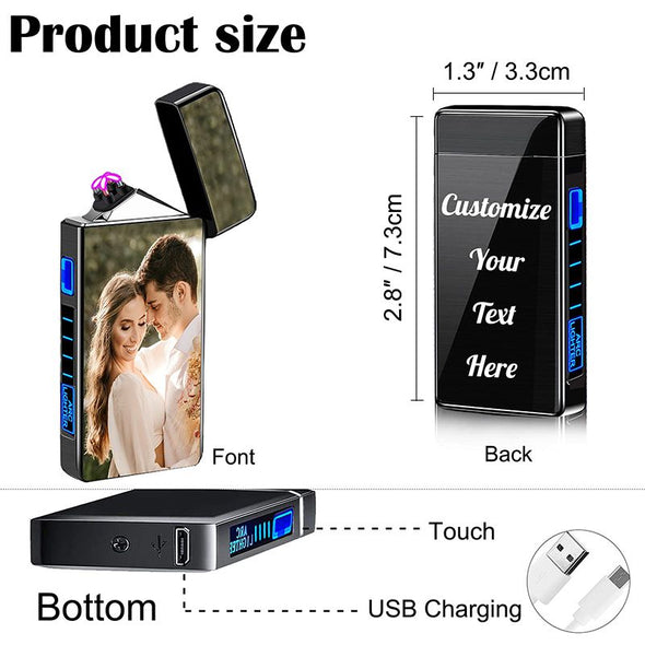 Custom Lighters with Pictures, Personalized Photo Electric Lighter Rechargeable for Men, Dad, Boyfriend