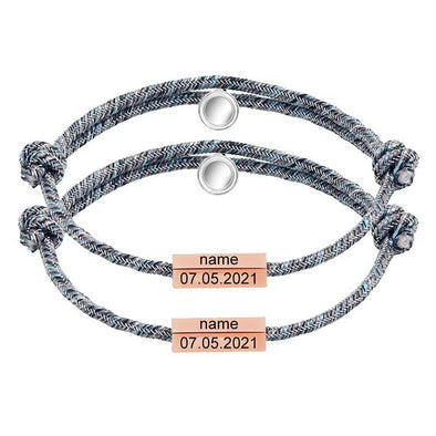 Magnetic Bracelets for Couples, Personalized Adjustable Braided Bracelet for Him Her