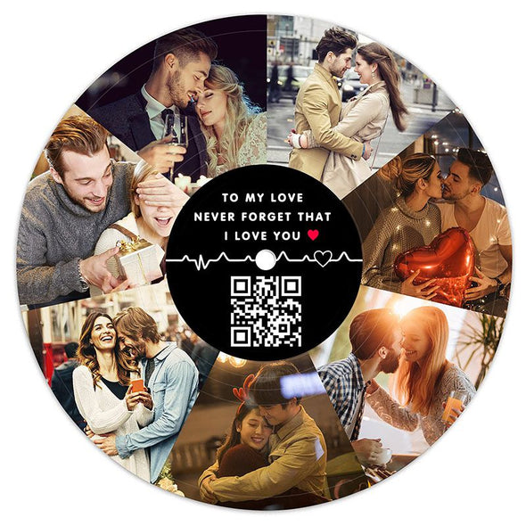 Custom Vinyl Record Photo Collage, Personalized Vinyl Record Collage with Pictures/QR Code Gift for Anniversary Wedding