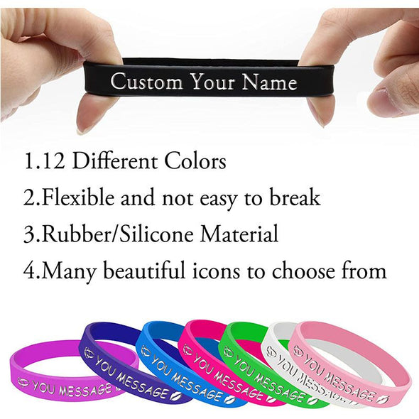 Personalized Silicone Wristbands, Custom Bulk Rubber Bracelets