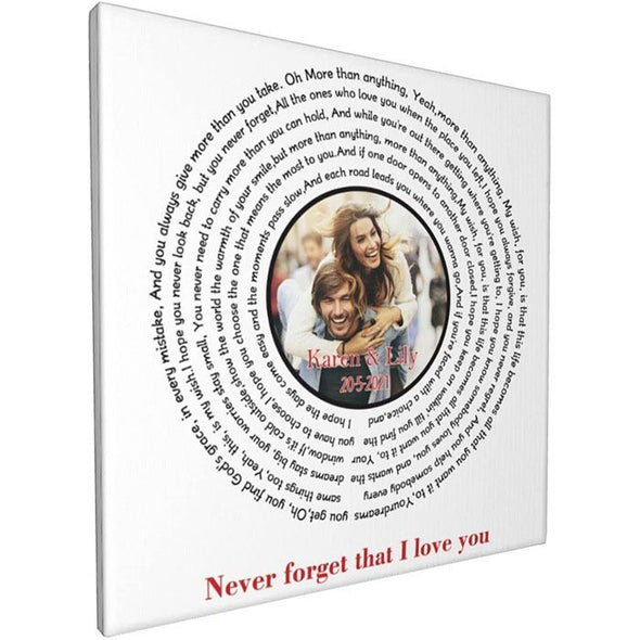 Custom Song Lyrics Canvas Prints with Your Photos, Personalized Canvas Picture Frames for Mother, Dad, Couple