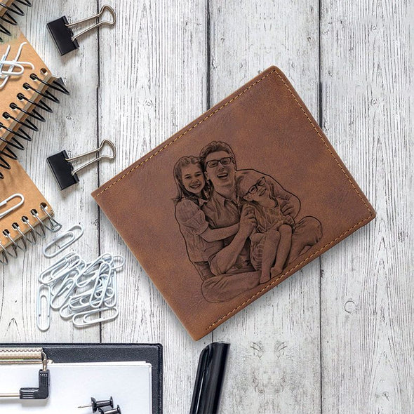 Custom Wallets for Men with Picture, Personalized Engraved Photo Wallet for Dad Son Boyfriend