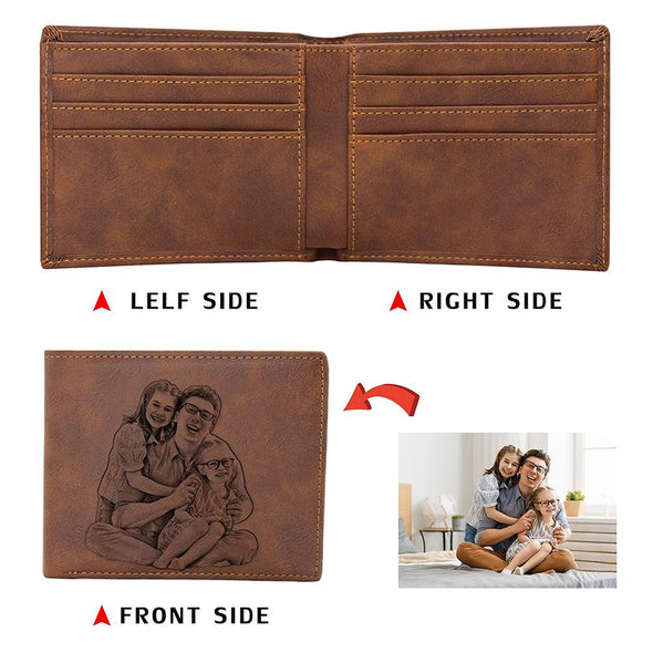 Custom Wallets for Men with Picture, Personalized Engraved Photo Wallet for Dad Son Boyfriend